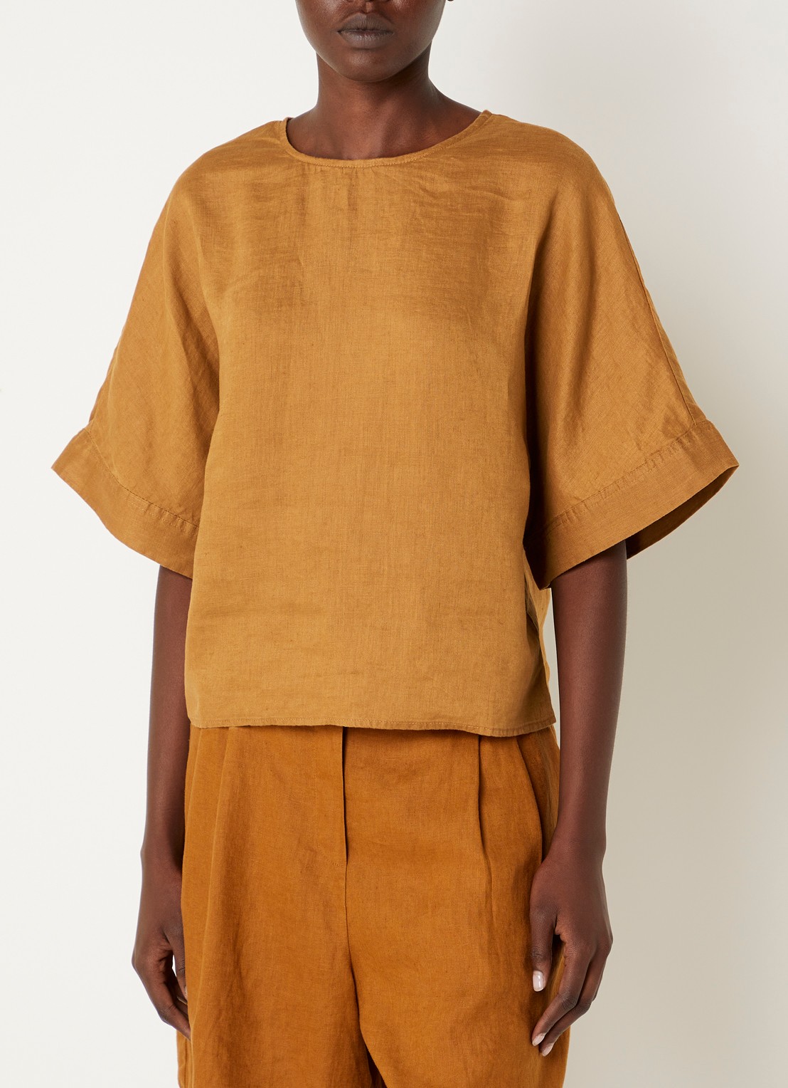 Benetton Tuniek met ronde hals - detail 4 mosterd