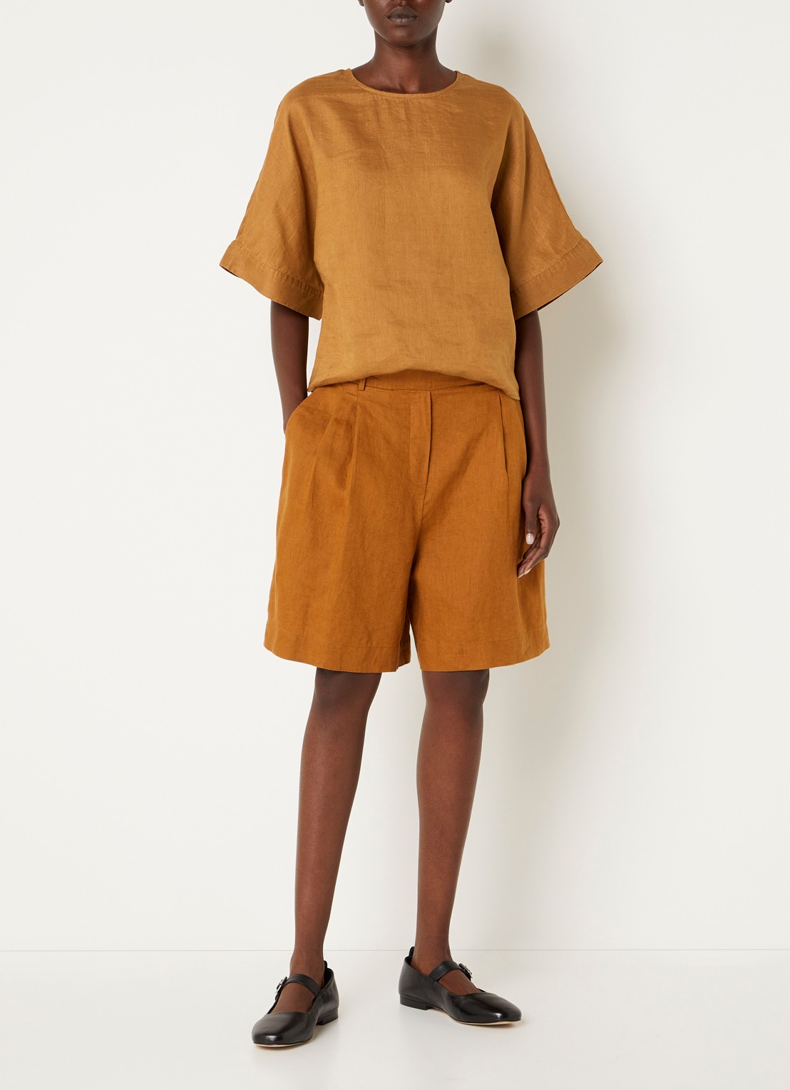 Benetton Tuniek met ronde hals - voorkant 3 mosterd
