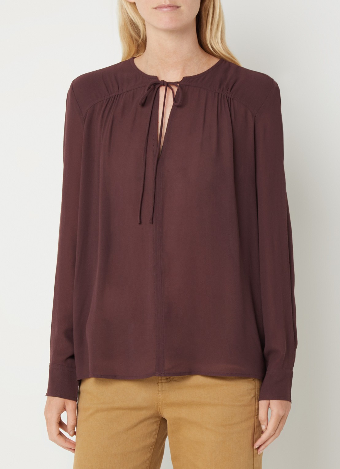 Benetton Tuniek met V-hals - detail 4 aubergine