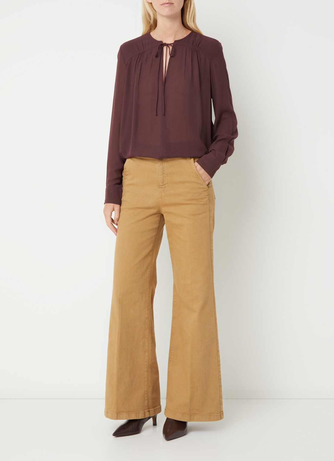 Benetton Tuniek met V-hals - voorkant 2 aubergine