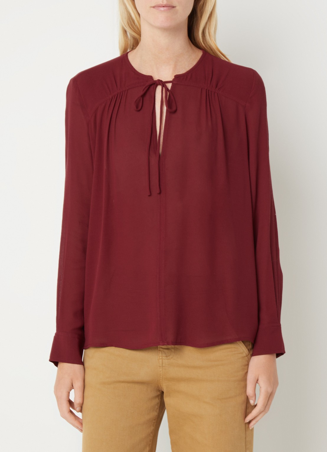 Benetton Tuniek met V-hals - detail cranberryrood