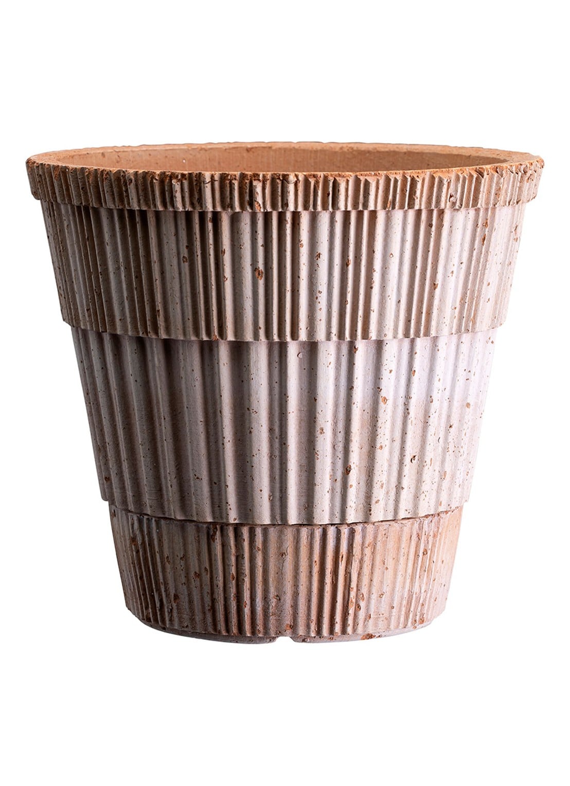 Bergs Potter Atlas Raw bloempot van aardewerk voor binnen Ø16 cm - voorkant roze
