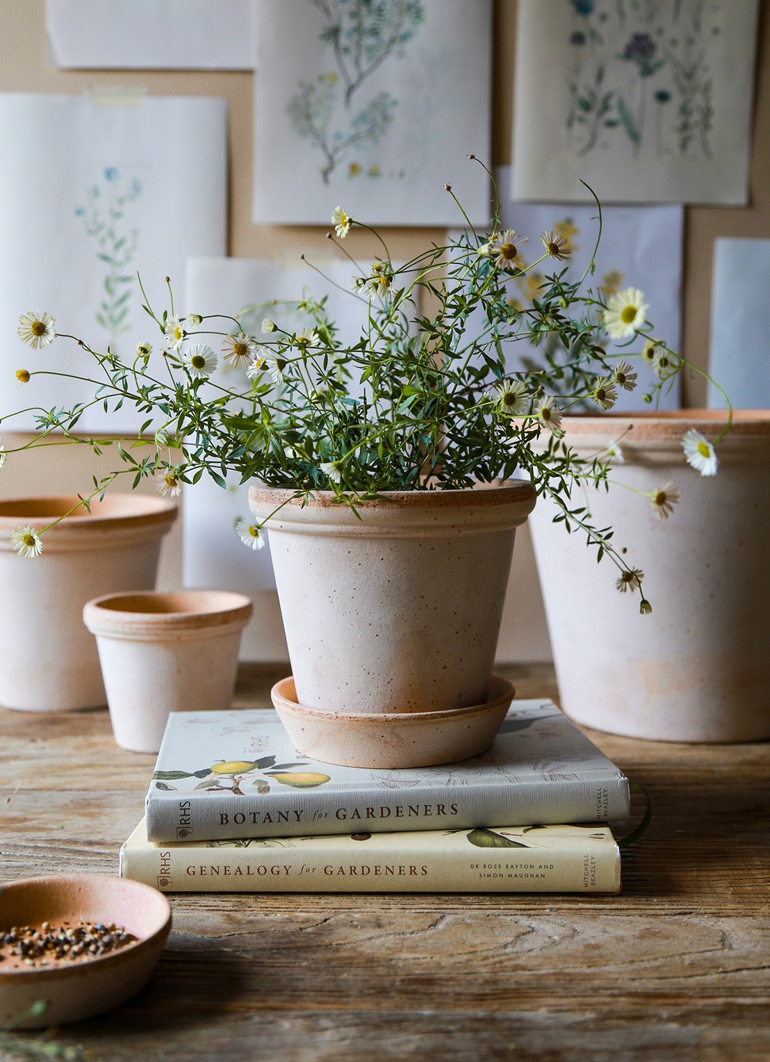 Bergs Potter Flora bloempot voor binnen en buiten Ø18 cm - voorkant 2 donkerbeige