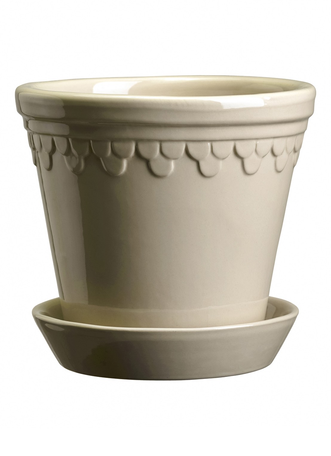 Bergs Potter Københavner bloempot voor binnen en buiten Ø10 cm - voorkant donkerbeige