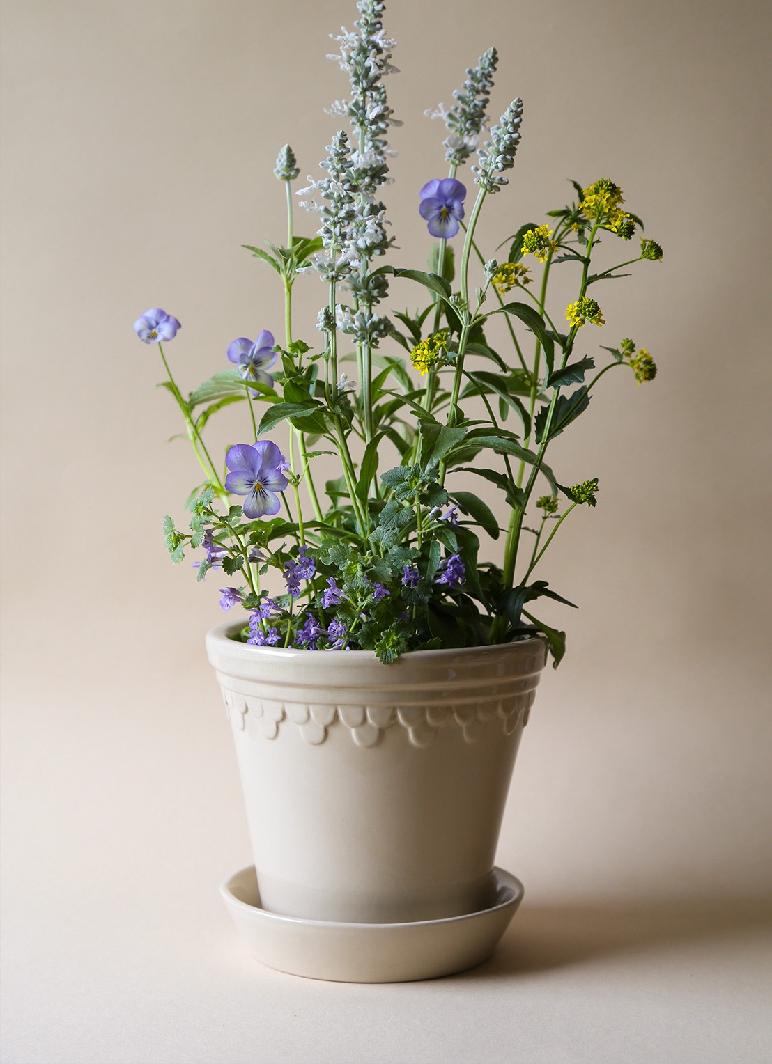 Bergs Potter Københavner bloempot voor binnen en buiten Ø10 cm - voorkant 2 donkerbeige