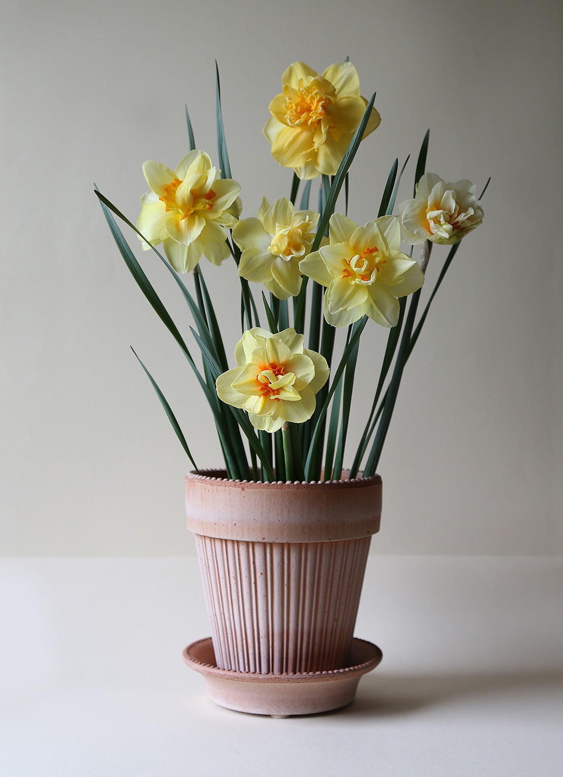 Bergs Potter Simona bloempot voor binnen en buiten Ø18 cm - voorkant 3 donkerbeige
