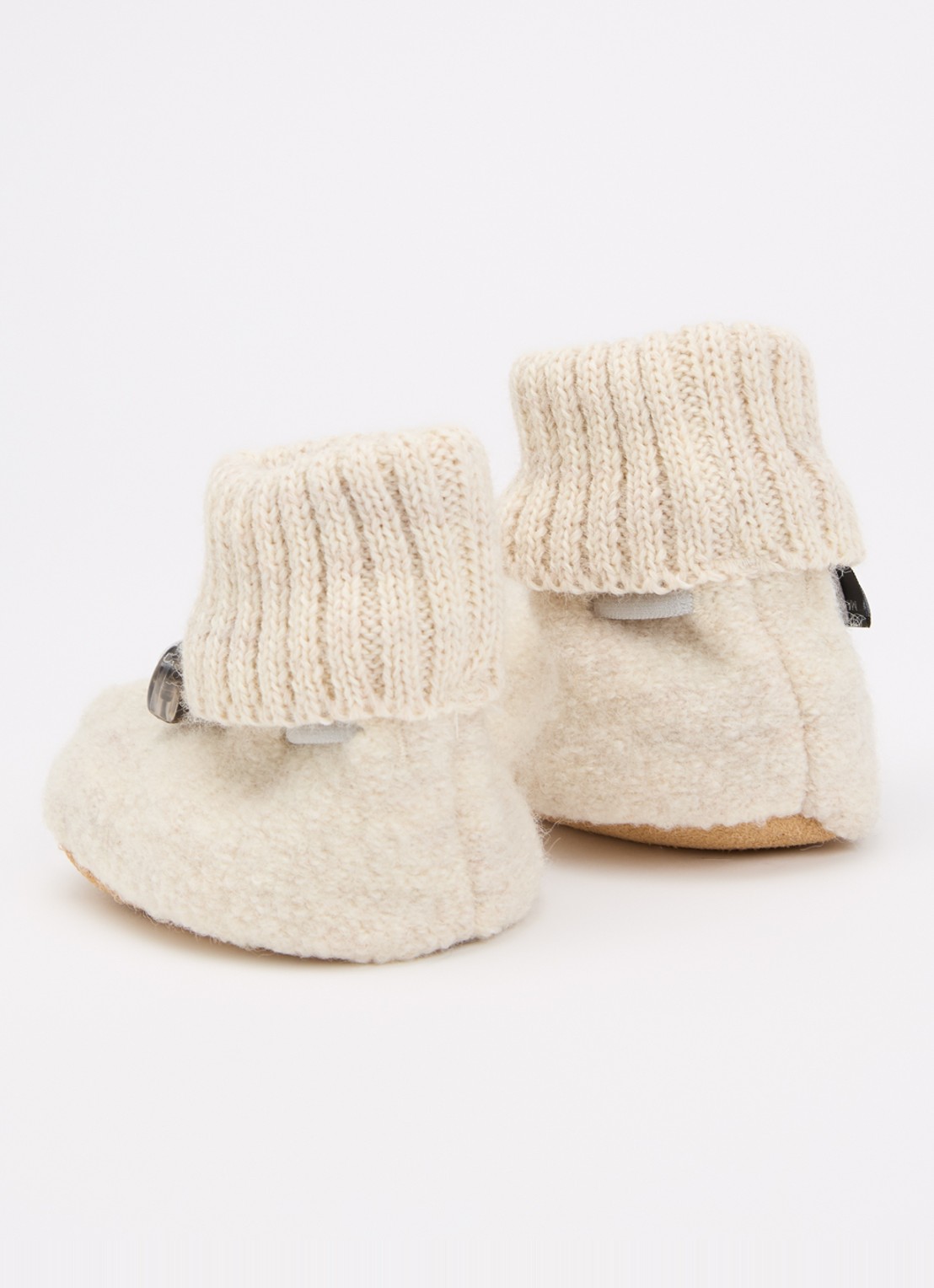 Bergstein Cozy babyslofje van wol in giftbox - voorkant 2 gebroken wit