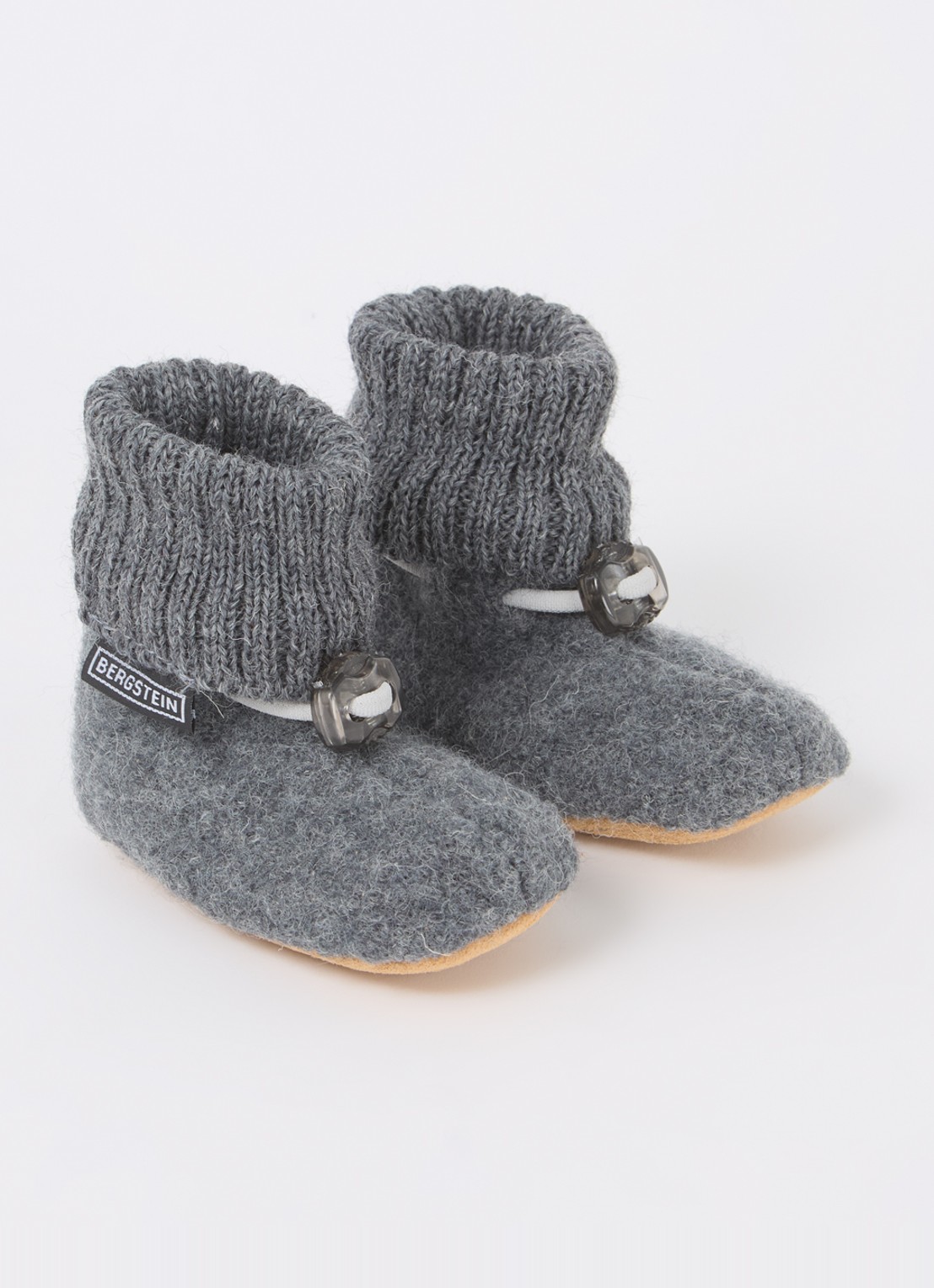 Bergstein Cozy babyslofjes van wol in giftbox - voorkant 3 grijs