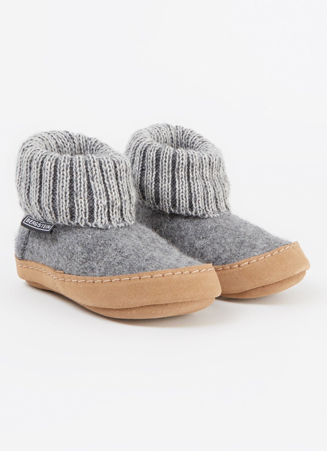 Bergstein Cozy Lux pantoffel van scheerwol - voorkant 2 donkergrijs