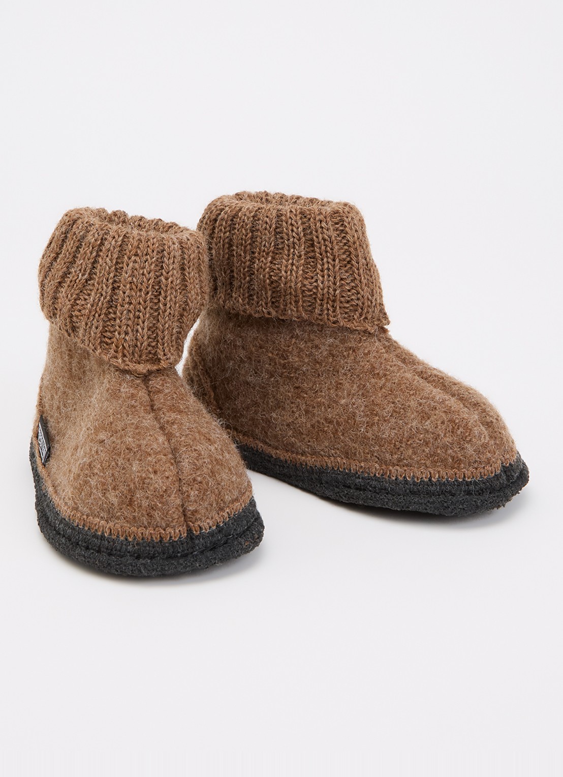 Bergstein Cozy pantoffel van wol - voorkant bruin