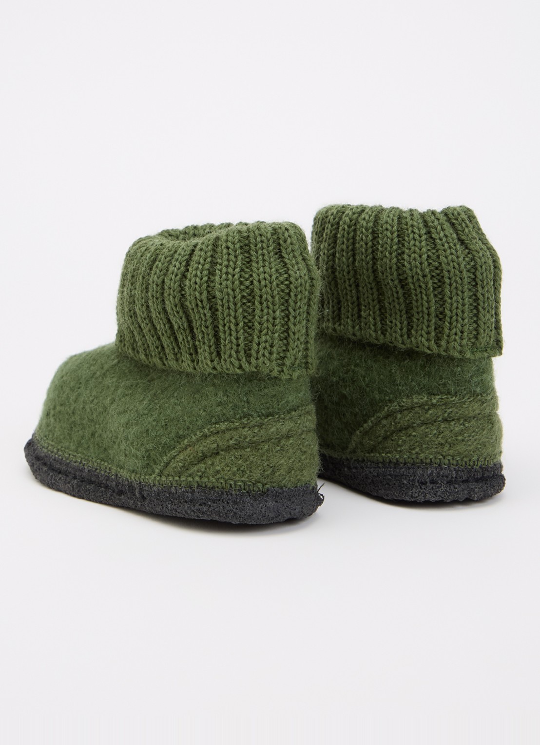 Bergstein Cozy pantoffel van wol - voorkant 2 donkergroen