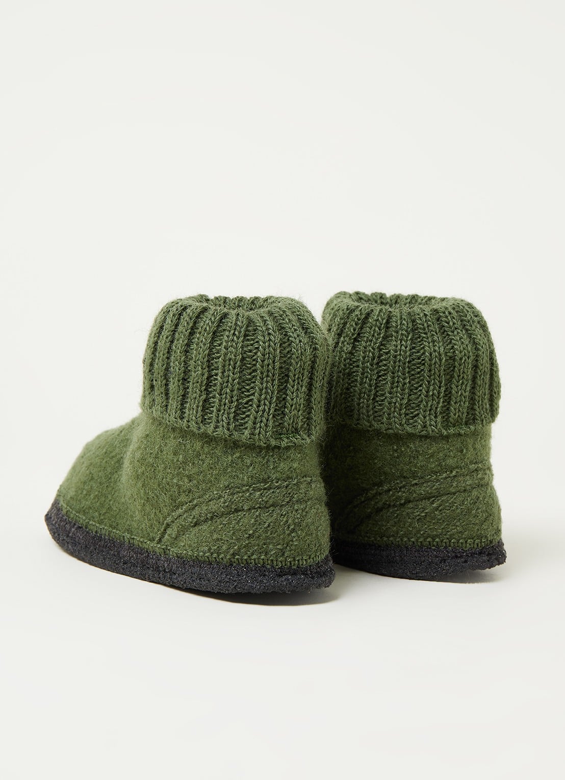 Bergstein Cozy pantoffel van wol - detail legergroen