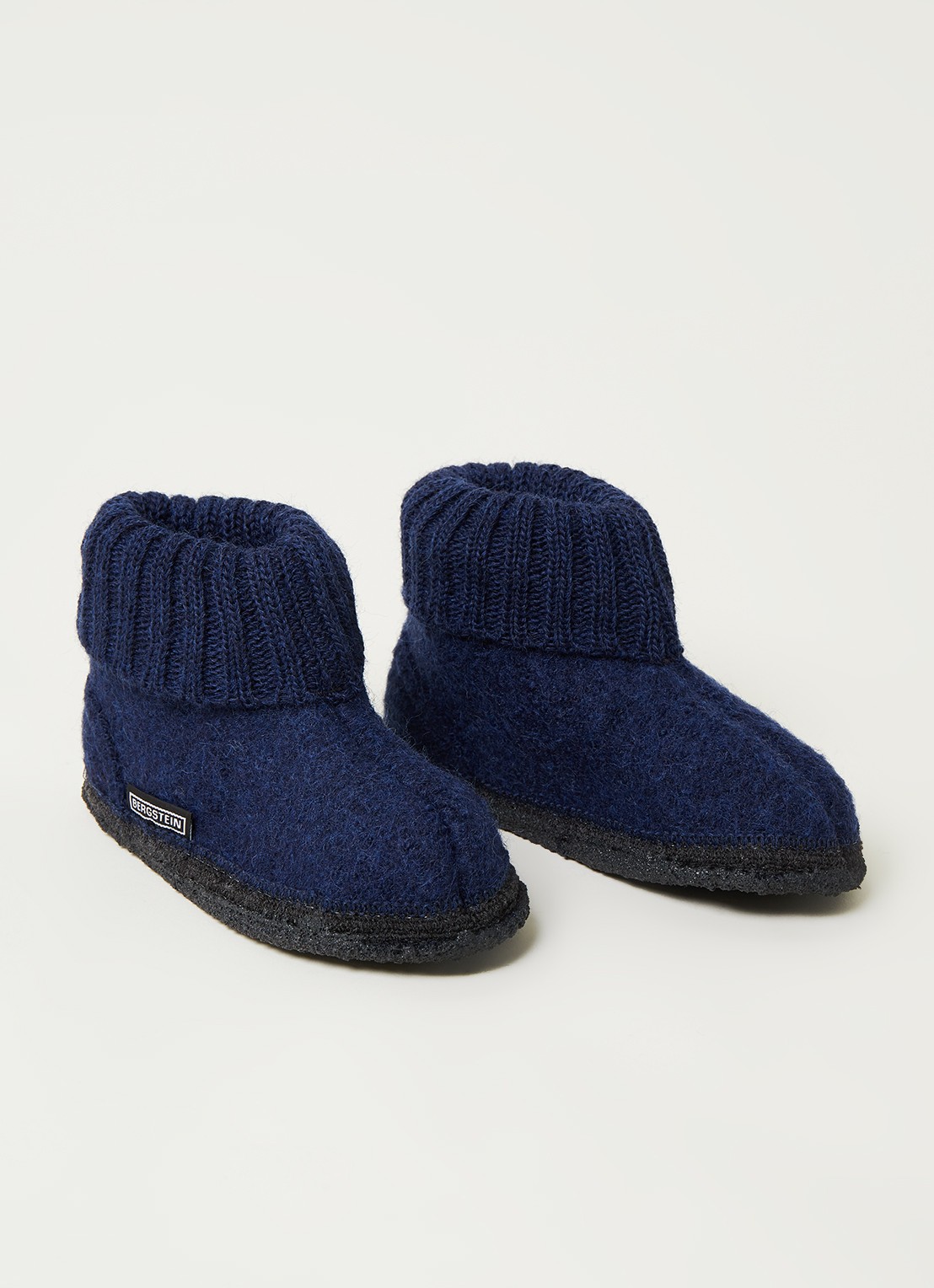 Bergstein Cozy pantoffel van wol - voorkant 2 blauw