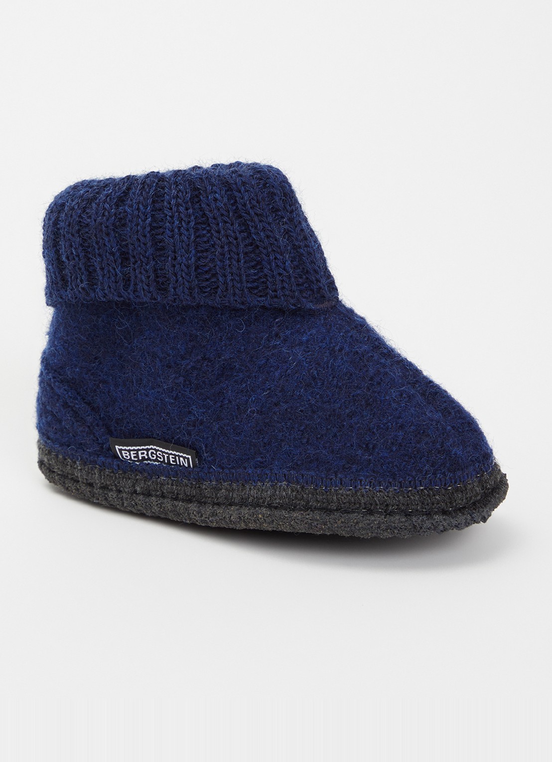 Bergstein Cozy pantoffel van wol - voorkant donkerblauw
