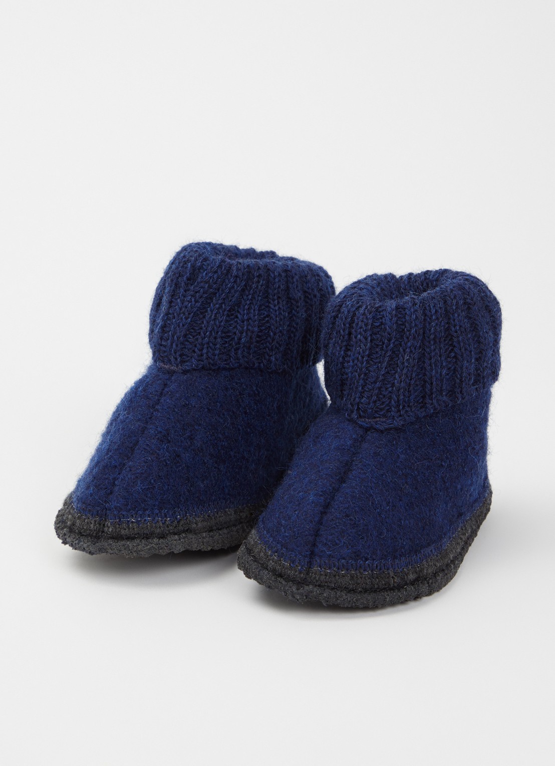 Bergstein Cozy pantoffel van wol - voorkant 2 donkerblauw