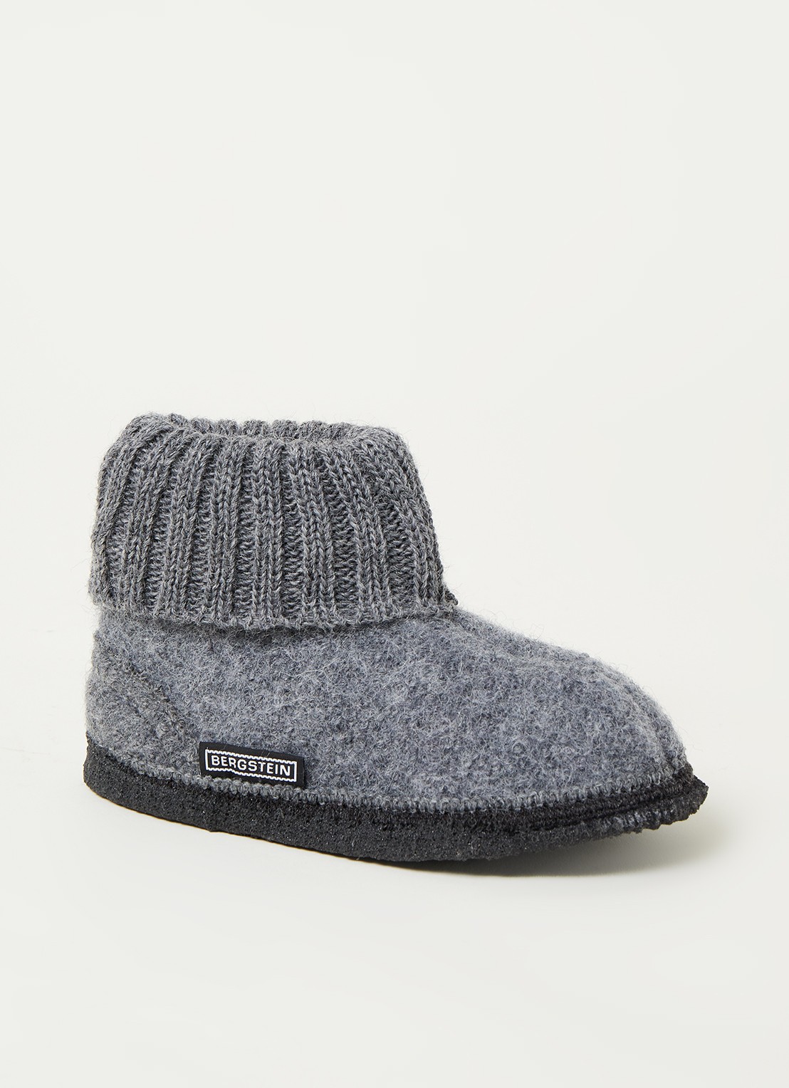 Bergstein Cozy pantoffel van wol - voorkant middengrijs