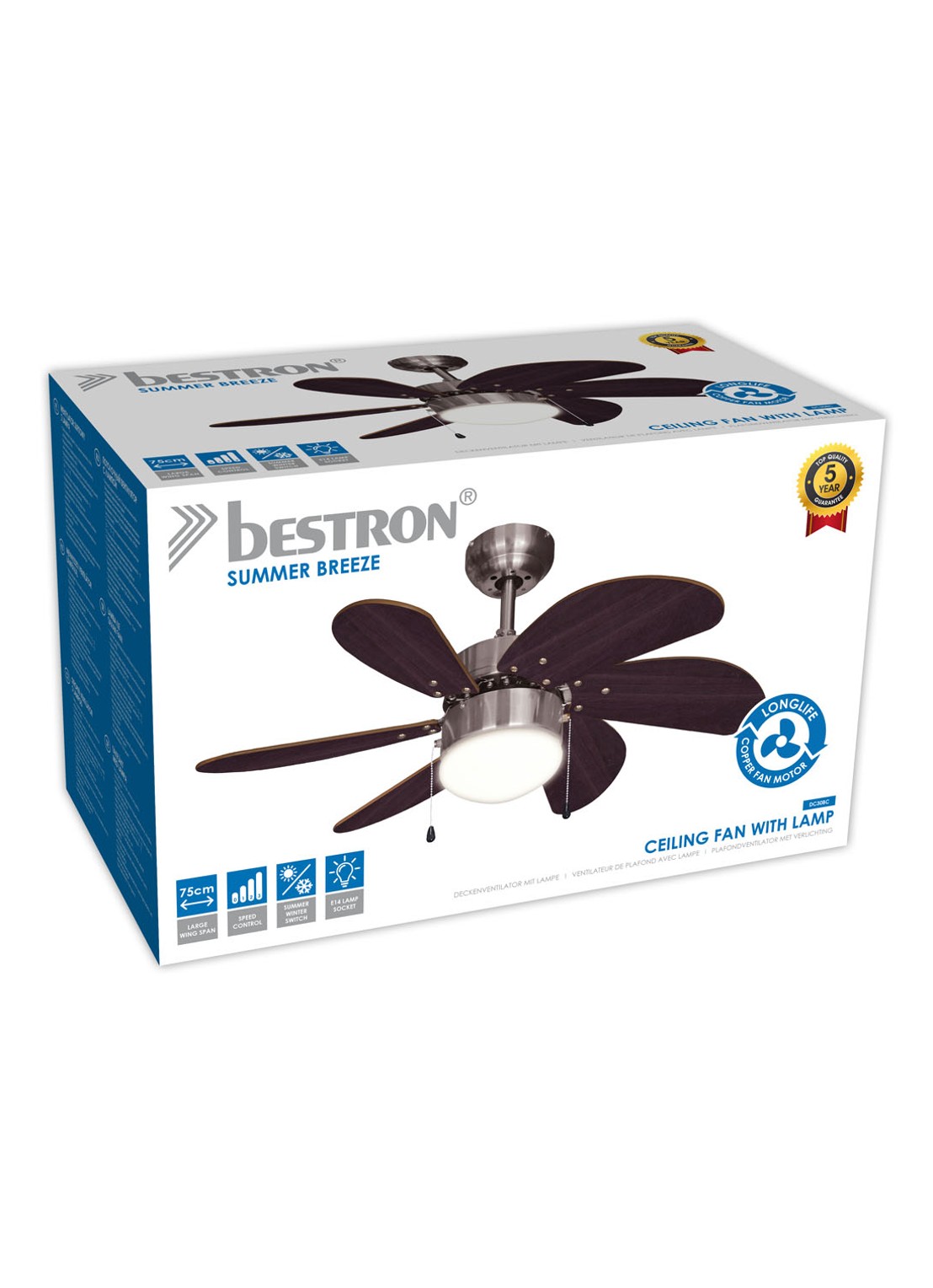Bestron Plafondventilator DC30BC, Ø75 cm - detail 3 bruin