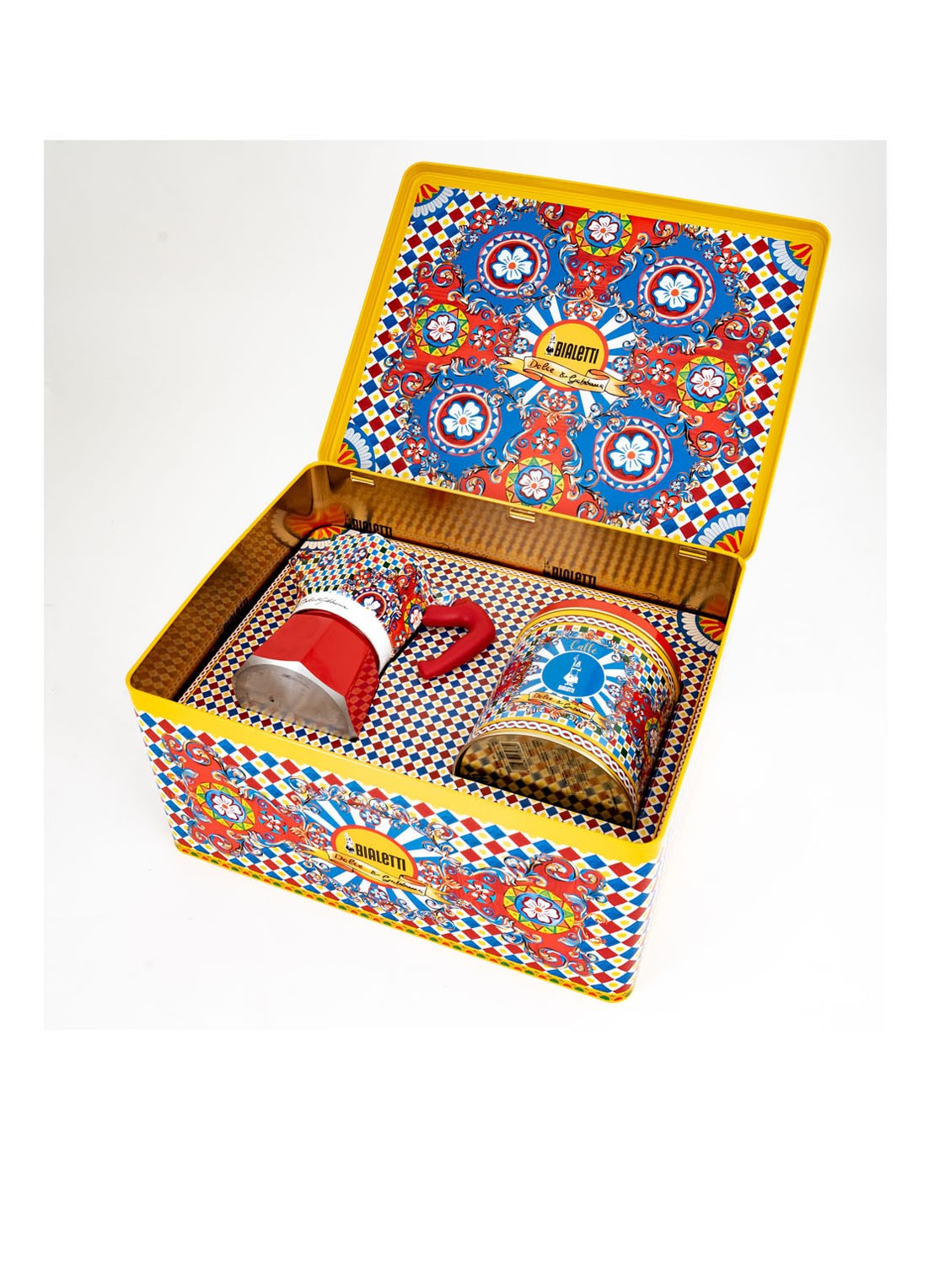 Bialetti Geschenkset Moka Express percolator 3-kops inclusief koffie - voorkant 6 multicolor