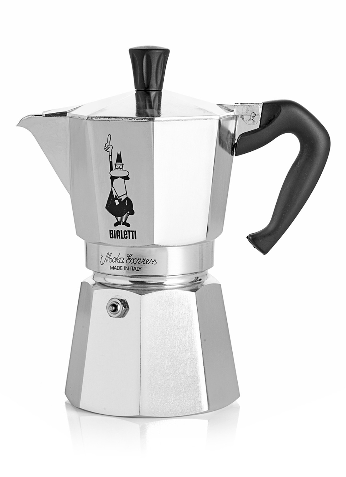 Bialetti Moka Express percolator 3-kops - voorkant zilver