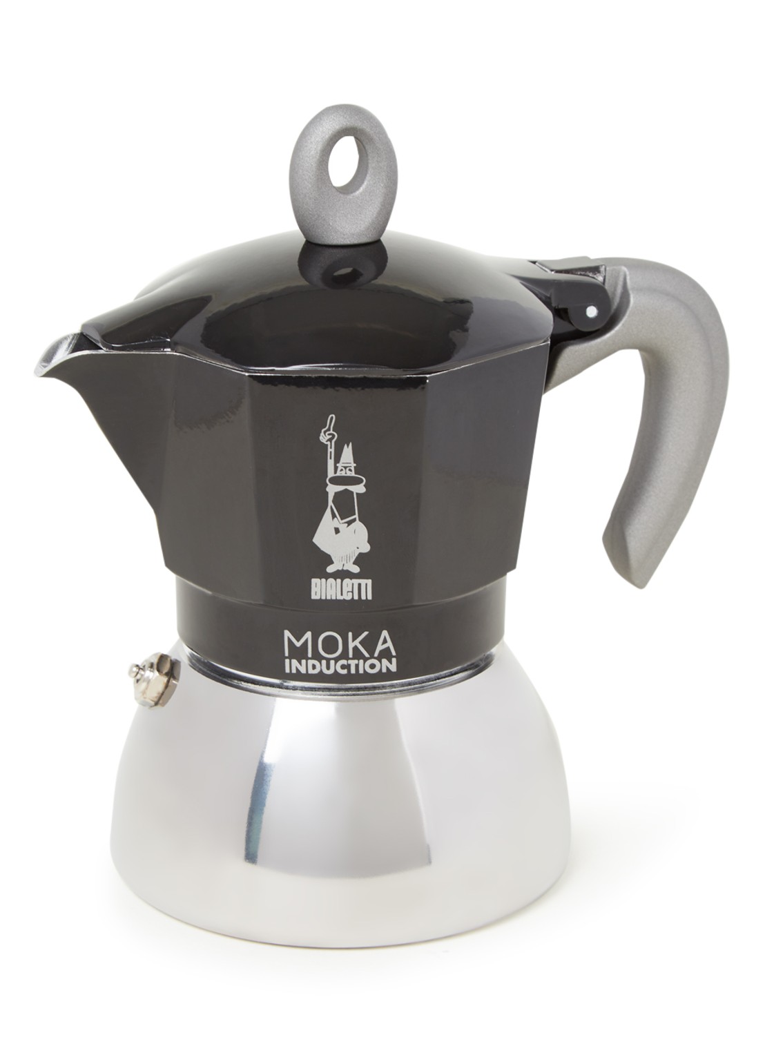 Bialetti Moka Inductie percolator 4-kops - voorkant zwart