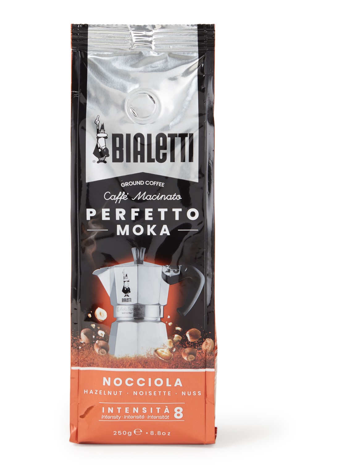 Bialetti Perfetto Moka Hazelnoot gemalen koffie 250 gram - voorkant undefined