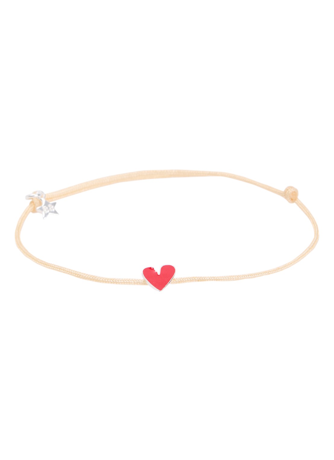 Bibi Camille Heart Rope S armband met bedel - voorkant 3 rood