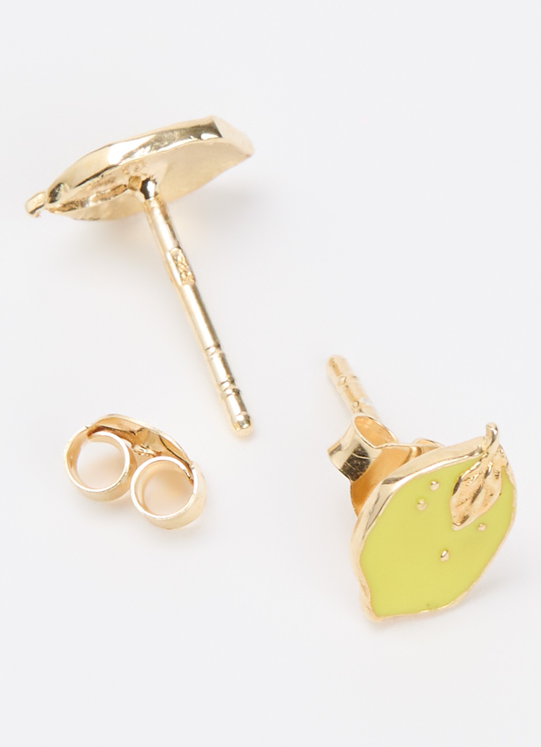 Bibi Camille Lemon Flat oorknopjes verguld - detail geel