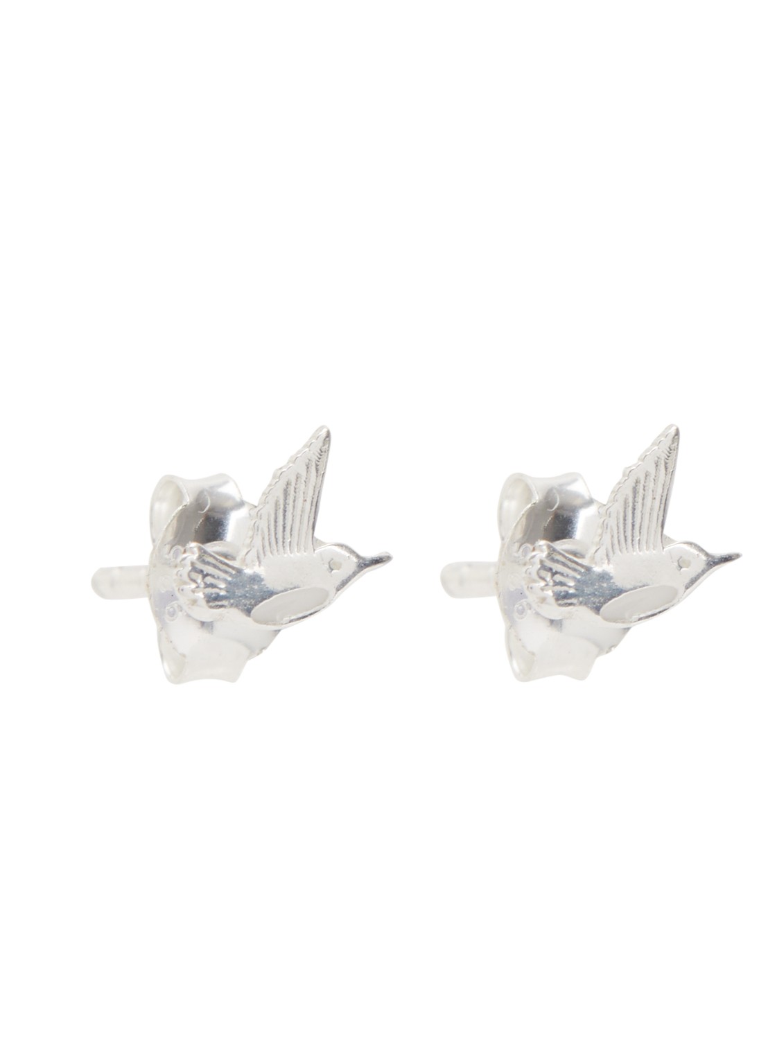 Bibi Camille Mini Bird oorknopjes van zilver - voorkant zilver