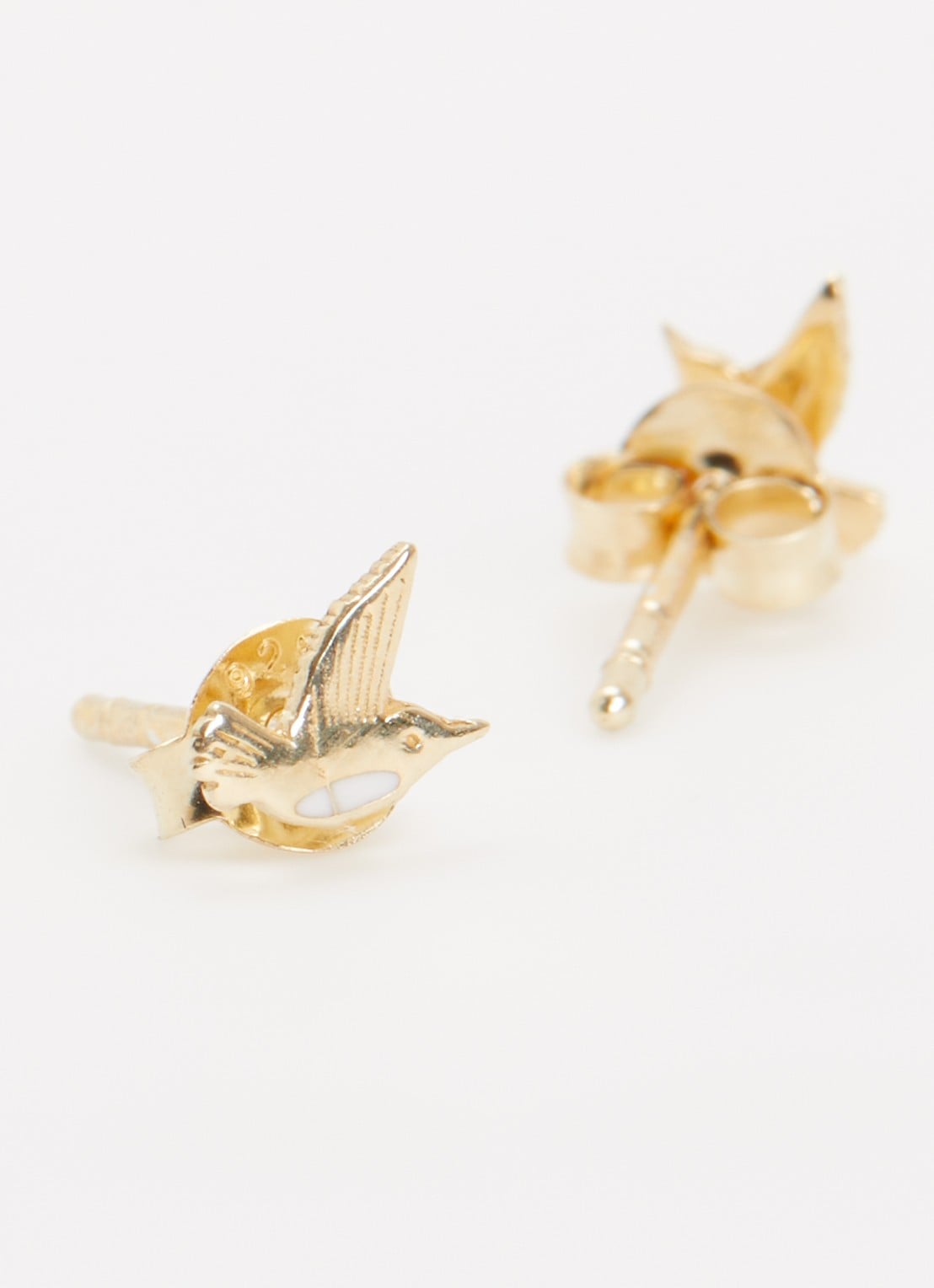 Bibi Camille Mini Bird oorknopjes verguld - detail 2 goud