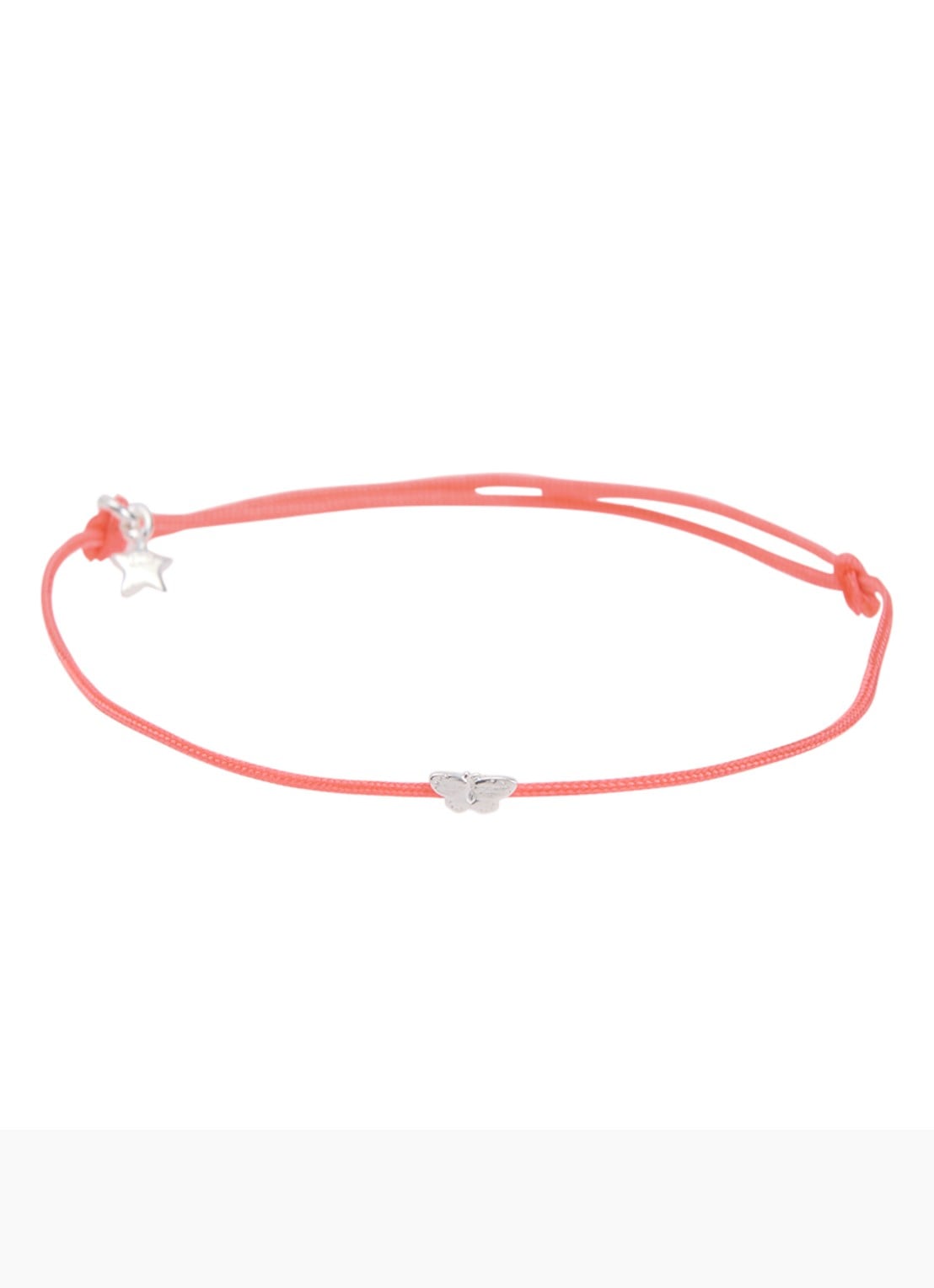 Bibi Camille Mini Butterfly Rope S armband met bedel - voorkant roze