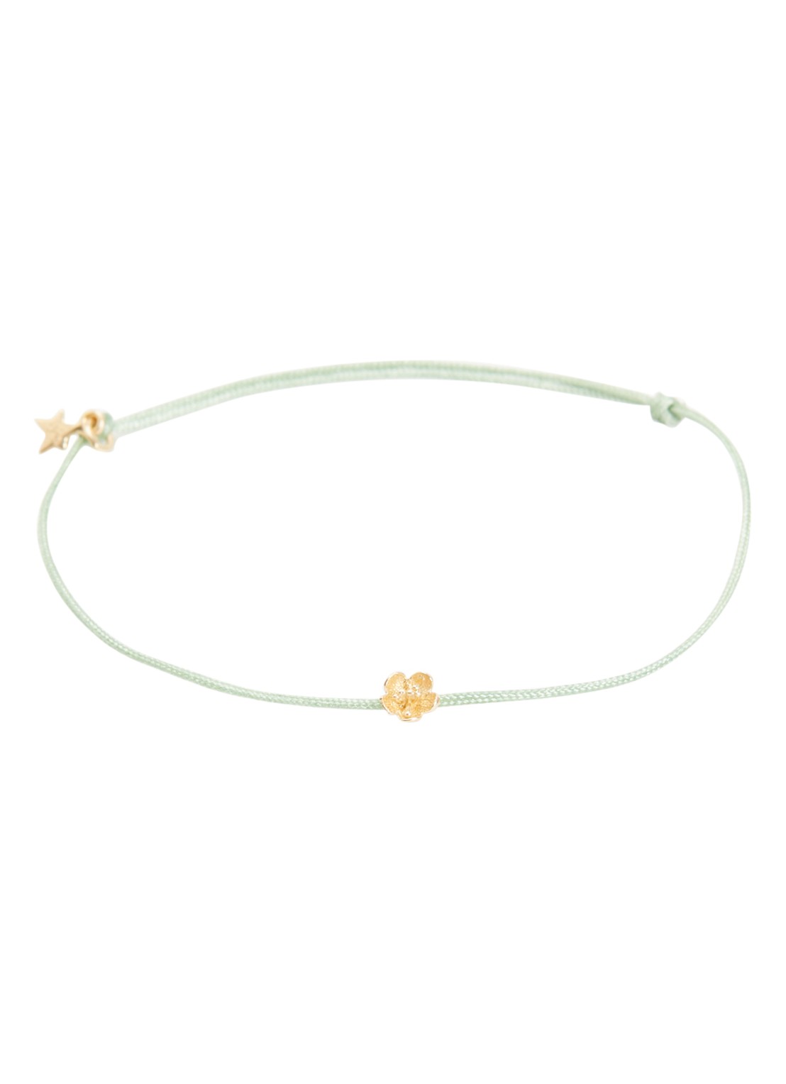 Bibi Camille Mini Flower armband met bedel - voorkant mosgroen