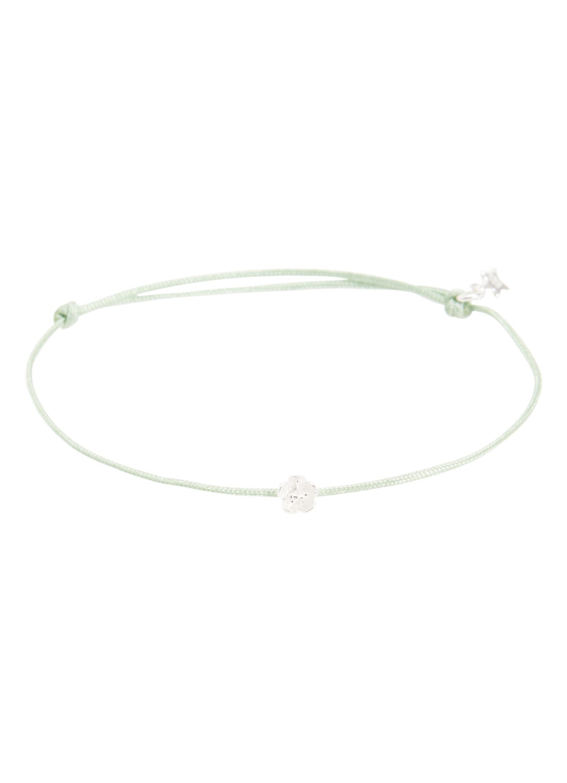 Bibi Camille Mini Flower Rope armband met bedel - voorkant mosgroen