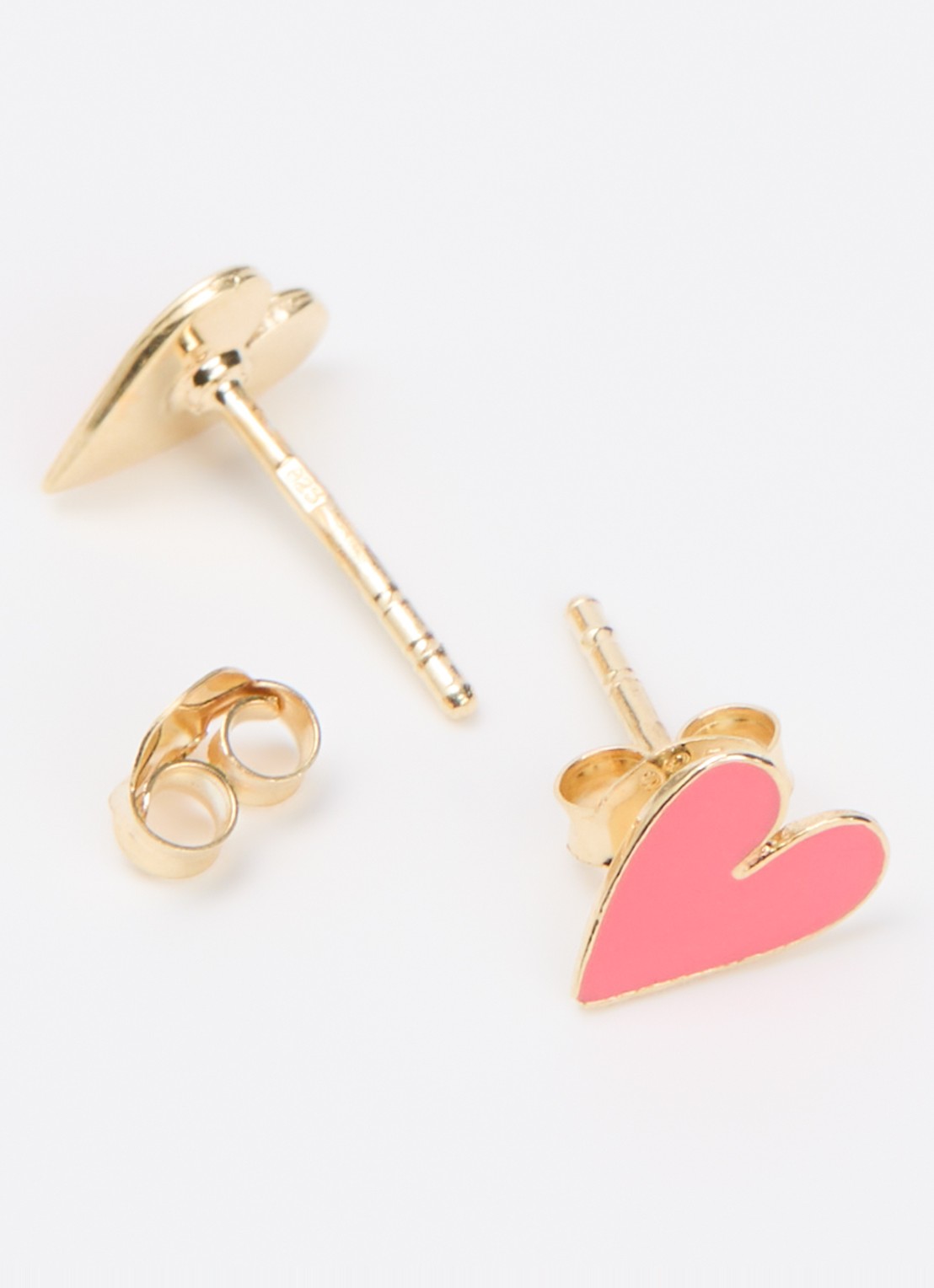 Bibi Camille Mini Heart oorknopjes verguld - detail roze