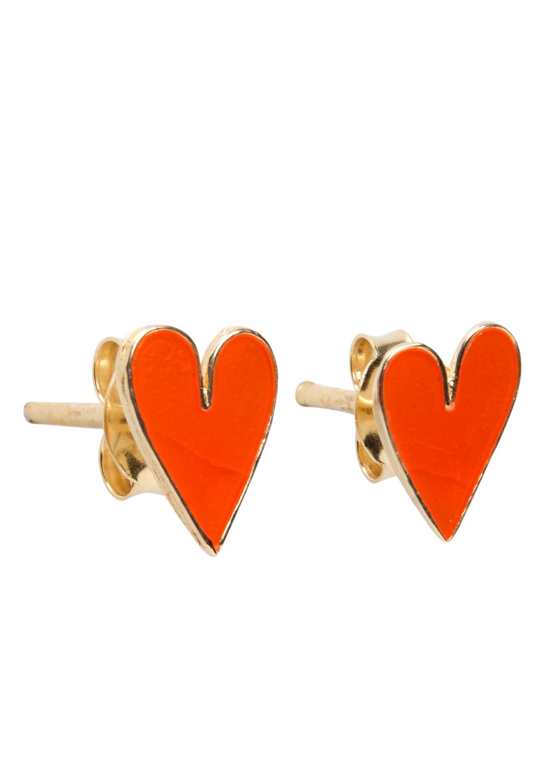Bibi Camille Mini Heart oorknopjes verguld - voorkant 3 koraal