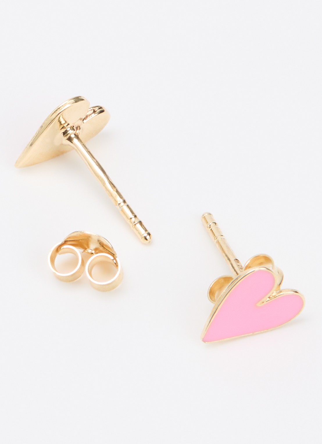 Bibi Camille Mini Heart oorknopjes verguld - detail 2 lichtroze