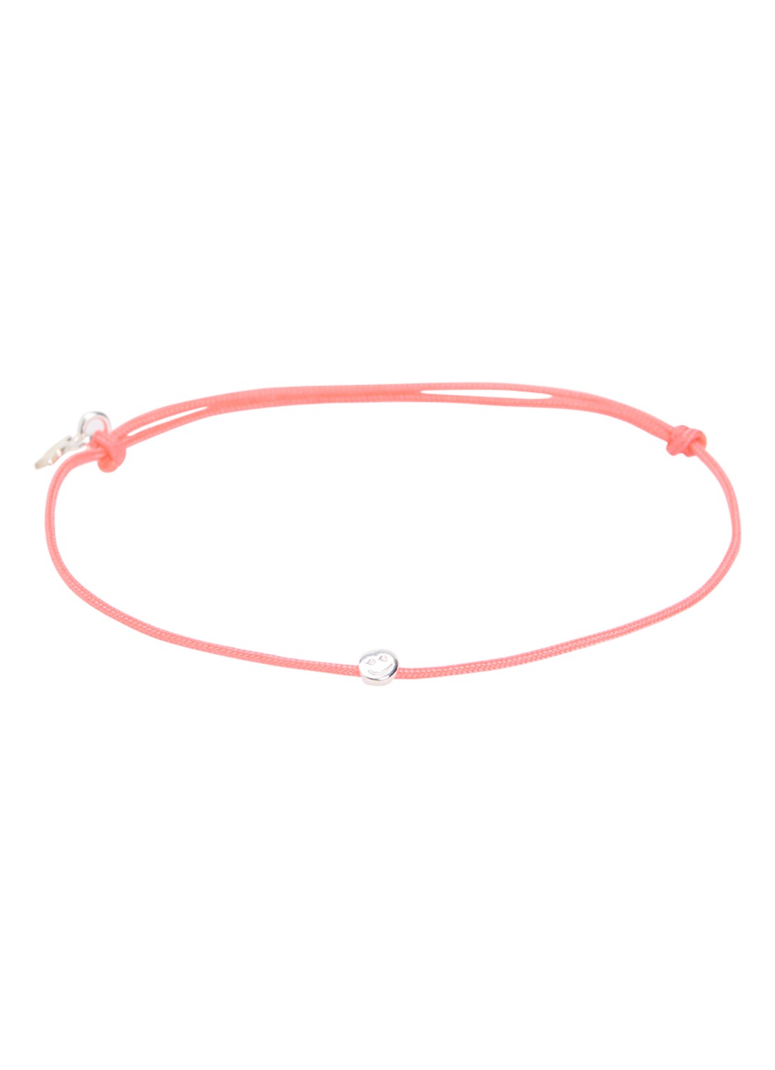 Bibi Camille Mini Smile Rope armband met bedel - voorkant 3 roze