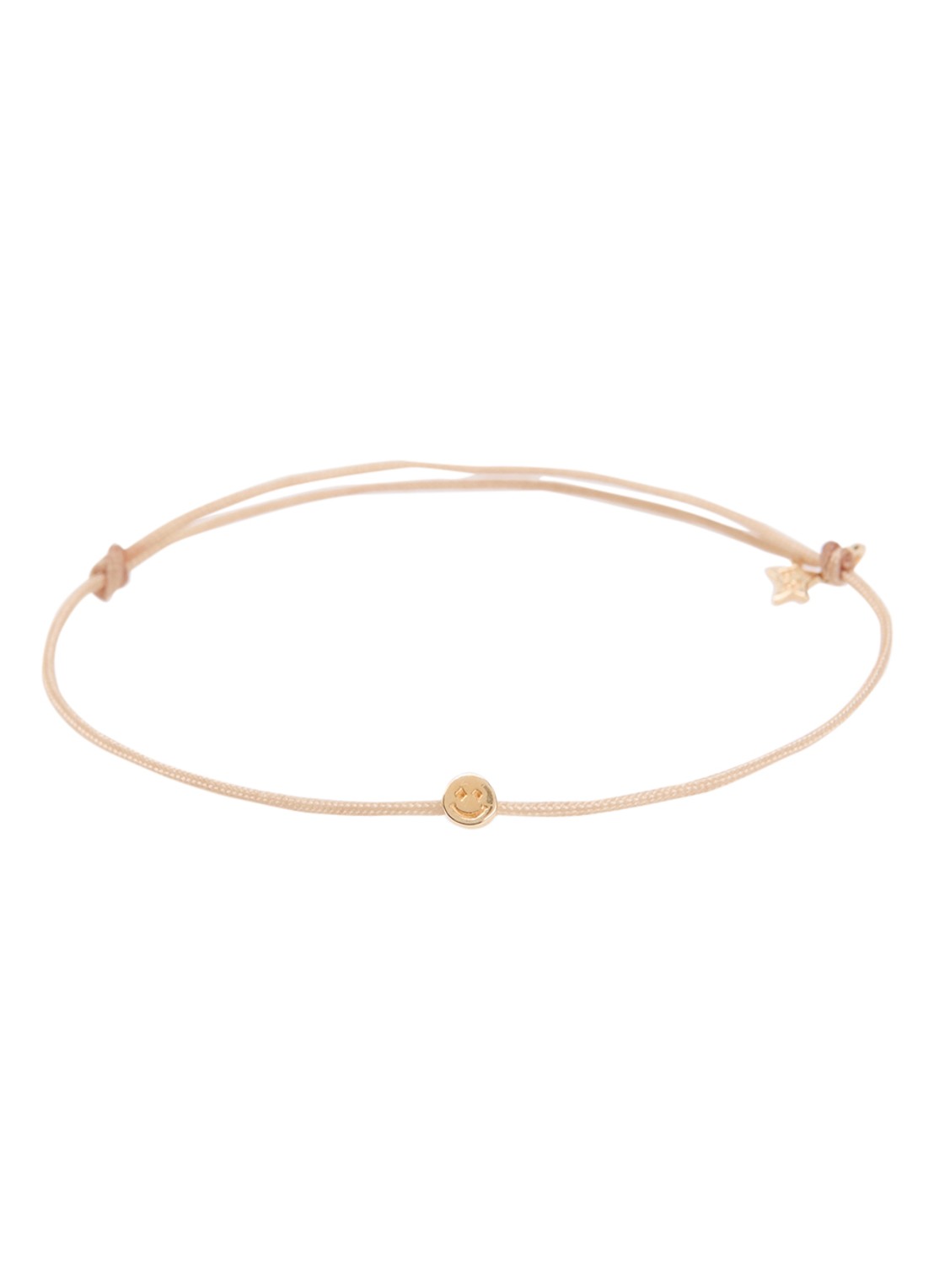 Bibi Camille Mini Smiley armband met bedel - voorkant 3 beige