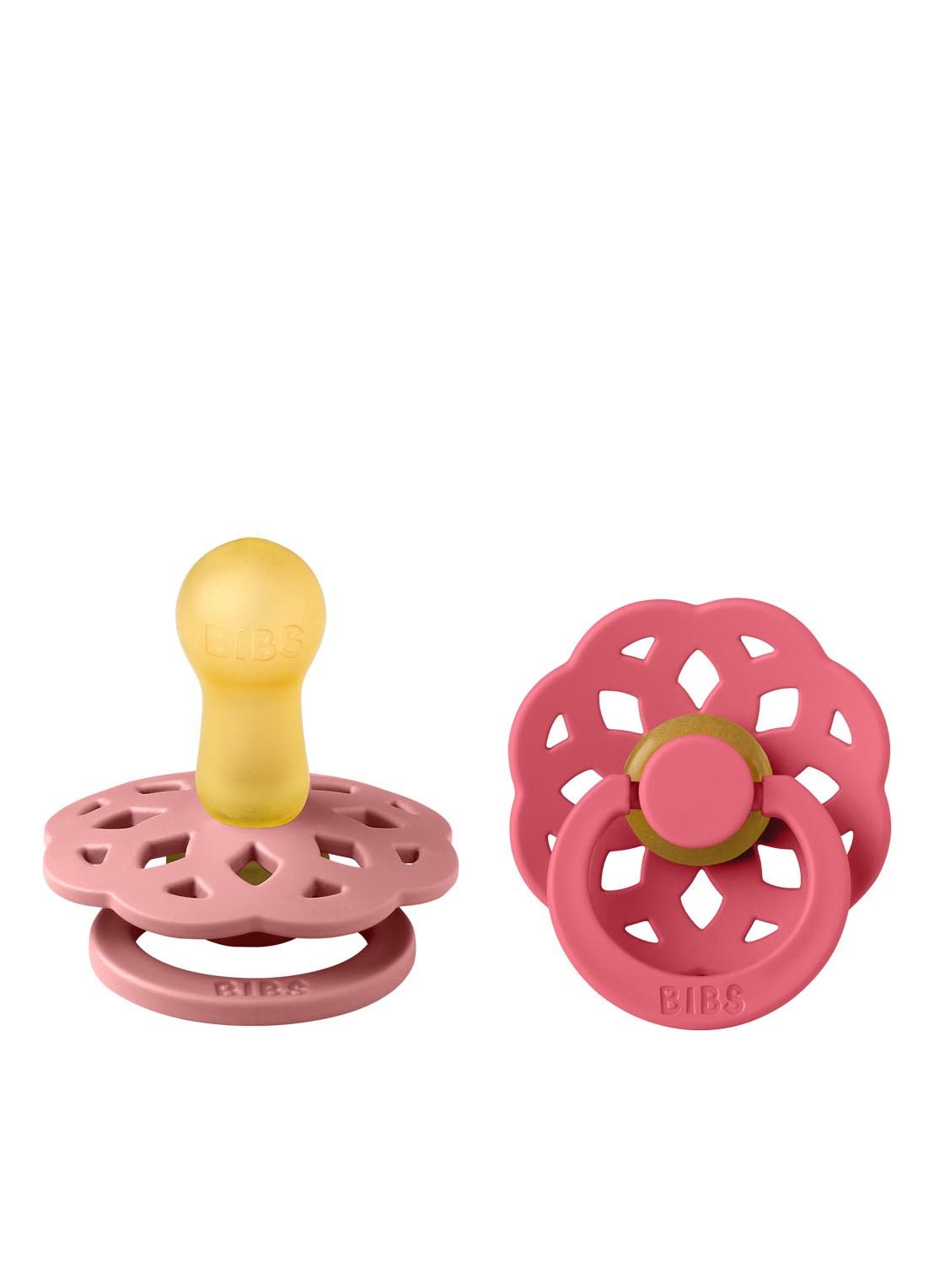BIBS Boheme fopspeen in 2-pack  - voorkant 2 donkerroze