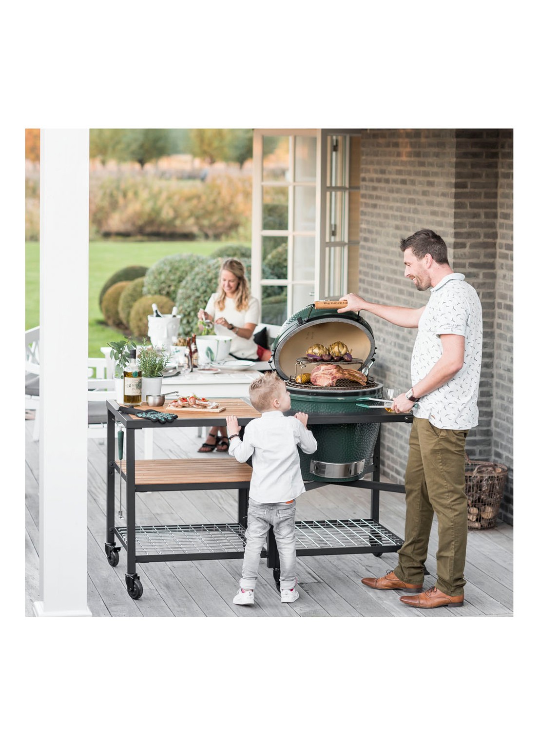 Big Green Egg Buitenkeuken met XL kamado barbecue  - detail 2 zwart