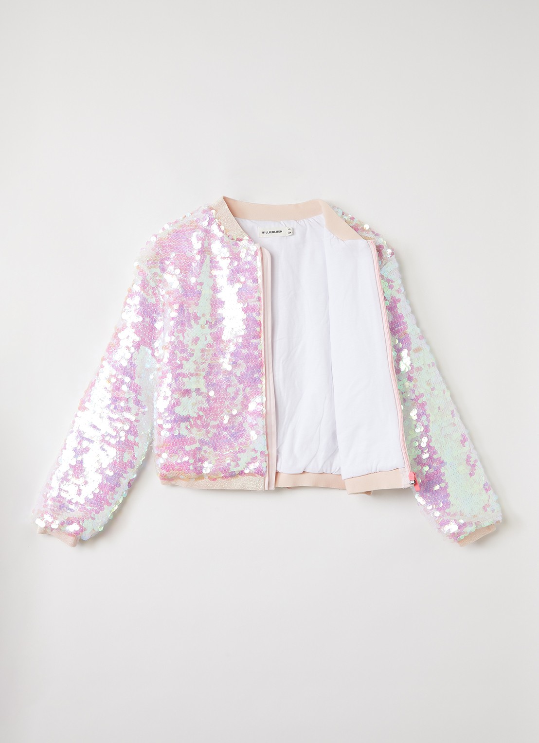 Billieblush Bomberjack met pailletten - voorkant 2 roze