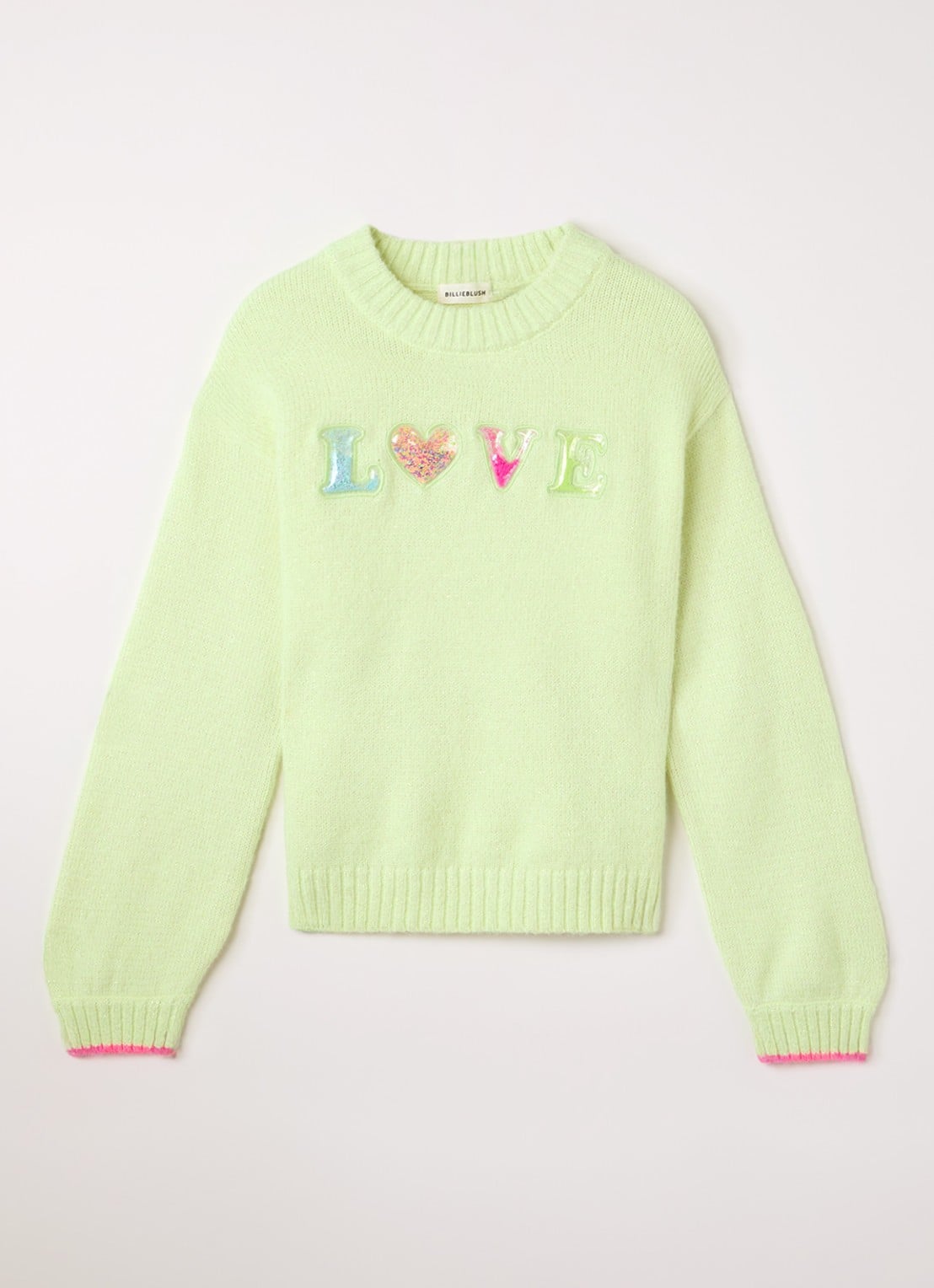 Billieblush Fijngebreide trui in wolblend met lurex - voorkant 2 neongroen