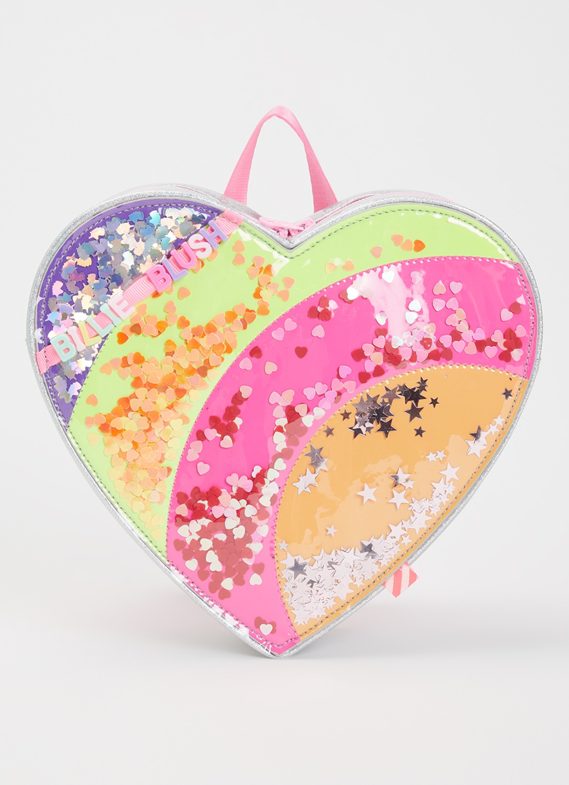 Billieblush Hartje rugzak met logo en glitter  - voorkant roze