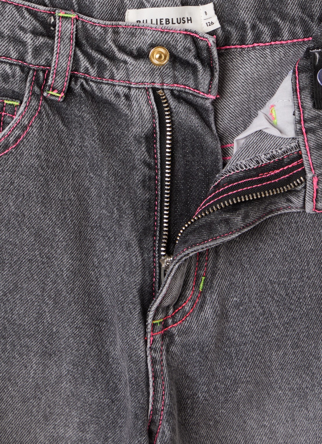 Billieblush High waist tapered jeans met borduring - detail 3 middengrijs