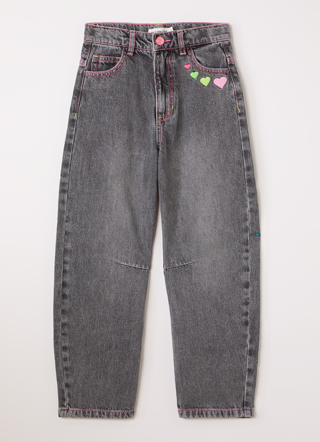 Billieblush High waist tapered jeans met borduring - voorkant middengrijs