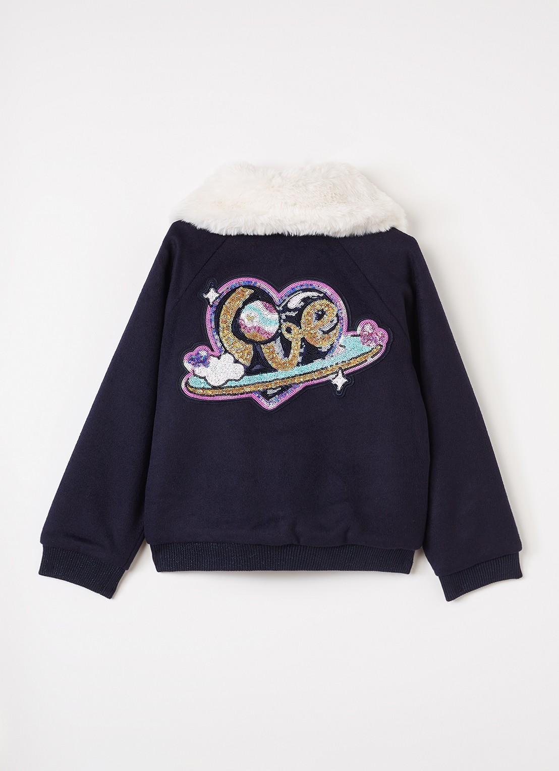 Billieblush Jack in wolblend met pailletten - achterkant donkerblauw