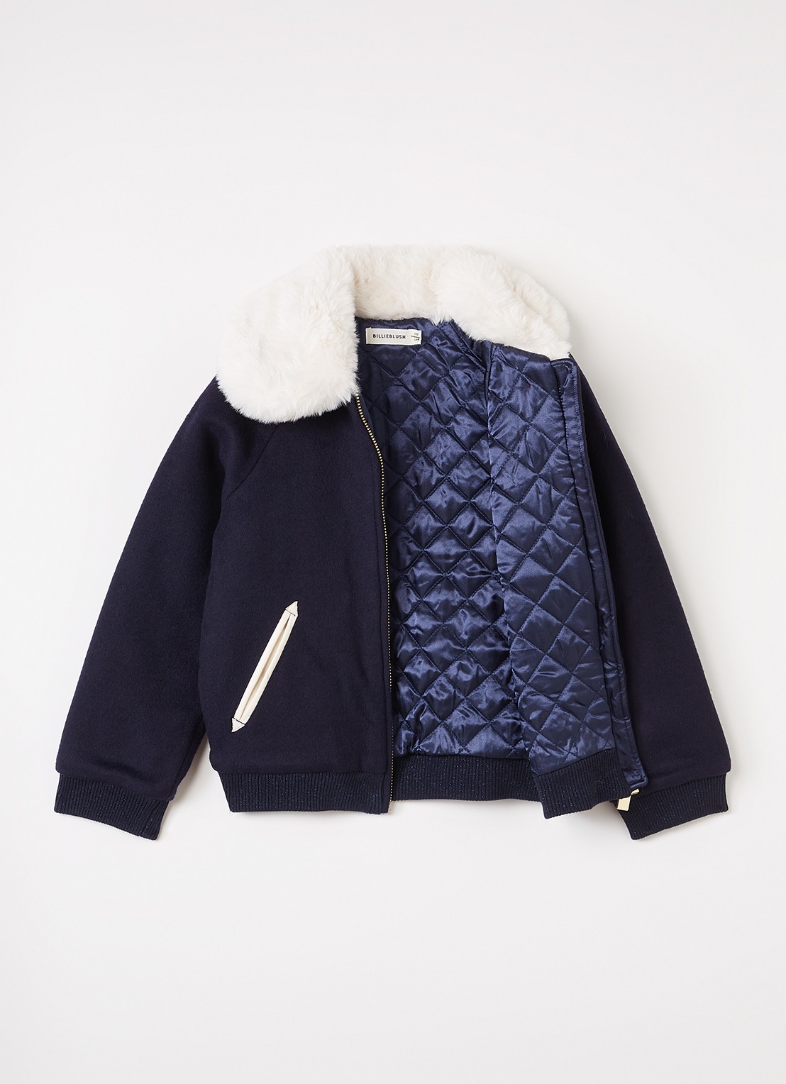 Billieblush Jack in wolblend met pailletten - voorkant 3 donkerblauw