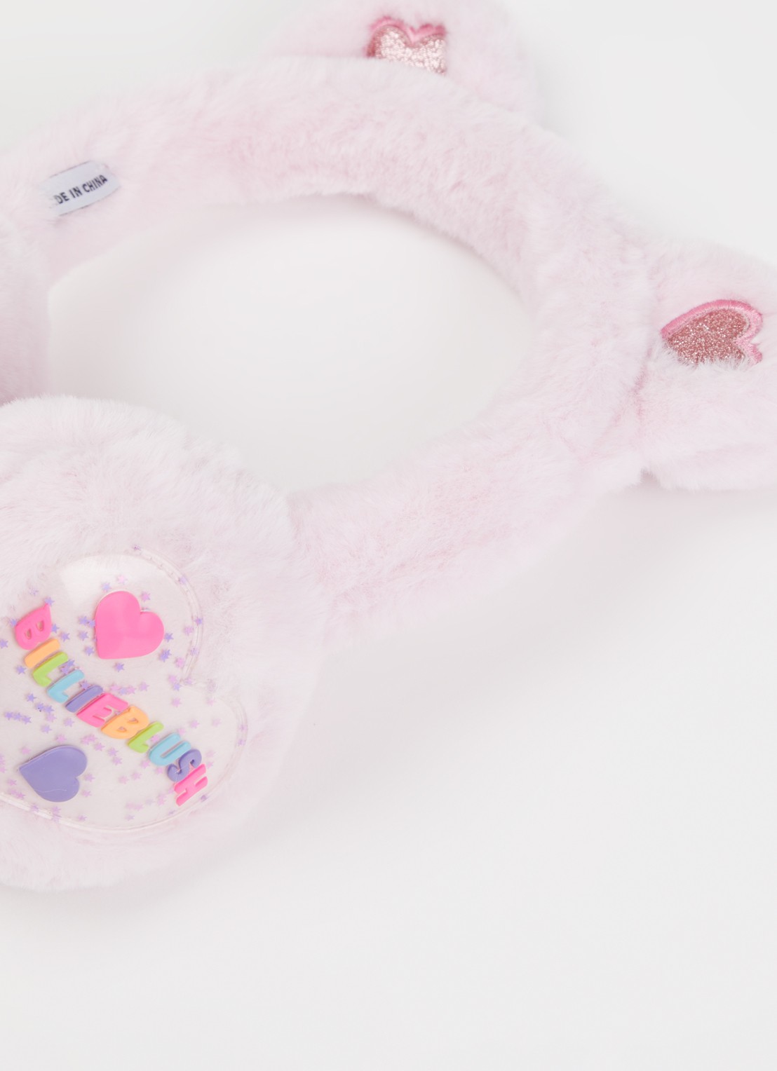 Billieblush Oorwarmers van imitatiebont met logo - voorkant 2 roze