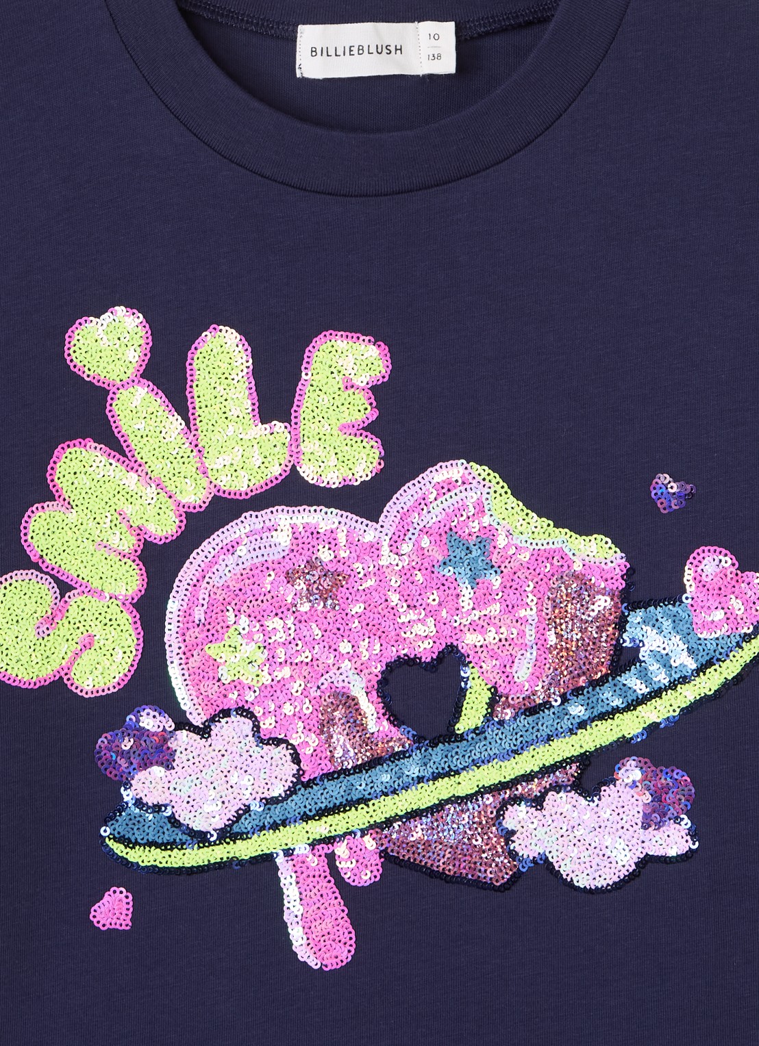 Billieblush Smile longsleeve met pailletten - detail 3 donkerblauw