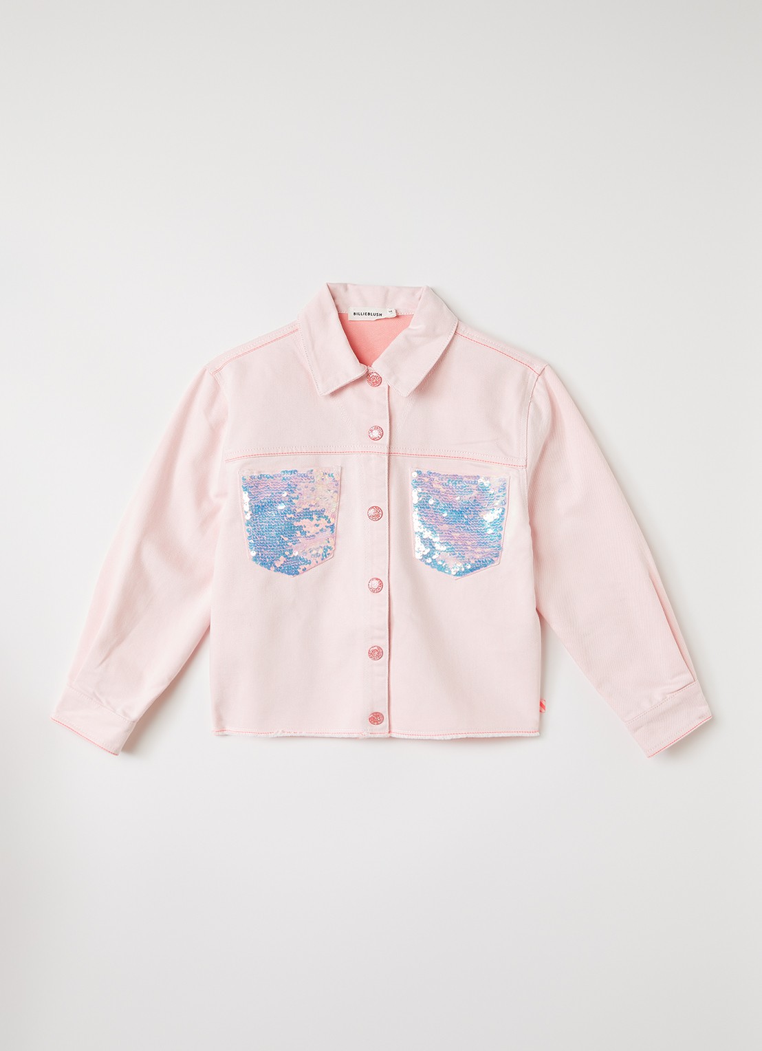 Billieblush Spijkerjas met pailletten - voorkant 2 roze