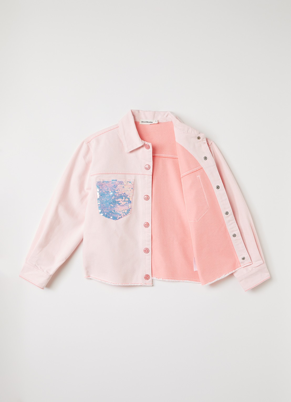 Billieblush Spijkerjas met pailletten - voorkant 3 roze